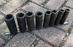 Snap-on 8 Pc. 1/2" Drive 6 Pt. Sae Flank Deep Impact Socket Set 9/16-1". Fixed Price $85.00.
