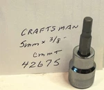 Craftsman 5mm X 3/8" Dr Hex Bit Socket Cmmt 42675 Free Usa Shipping. Fixed Price $9.96.