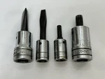 4pc Vtg Snap-on Tools Socket Bit Lot F-23d Ftsm6 Stsm10 Sw28a 1/2" & 3/8" Drive. Fixed Price $36.99.