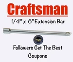Craftsman 1/4" Dr 6" Extension Bar Cmmt43531 New Free Shipping. Fixed Price $9.99.