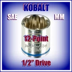 Kobalt 1/2" Drive Shallow Sockets - Sae Inch Metric Mm 12 Point Any Size New. Fixed Price $9.88.