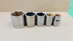 Lot Of 5 Craftsman V G Usa Sae 6 Point 3/8" Drive Polished Chrome Sockets. Fixed Price $14.24.