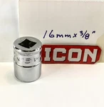Icon 16mm X 3/8" Shallow Socket S2sm16- 6 Pt - Free Usa Shipping. Fixed Price $11.96.