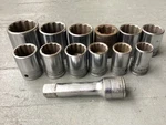 Vintage Snap-on Sockets 1/2" Drive 13 Piece 12pt Sw Series. Fixed Price $99.00.