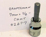 Craftsman 7mm X 3/8" Dr Hex Bit Socket Cmmt 42677 Free Usa Shipping. Fixed Price $9.96.
