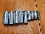 Mac Sabina 3/8 Drive 3/8-7/8 6pt Deep Sockets Lot Of 9. Fixed Price $75.00.