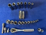 Craftsman 26pc Sae 3/8" Dr 6pt Deep Shallow Sockets Ratchet Spark Plug Double Sq. Fixed Price $37.95.