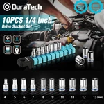 Duratech 1/4" Drive Socket Set 10pc Metric 6-point Shallow. Fixed Price $15.99.