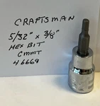 Craftsman 5/32" X 3/8" Dr Hex Bit Socket Cmmt 46669 Free Usa Shipping. Fixed Price $9.96.