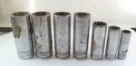 7pc Snap On Tools Deep Sockets Mixed Set - 4 Are 1/2" Drive, 3 3/8" Drive. Fixed Price $37.95.