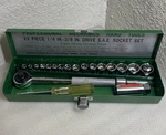 Vintage Professional Mechanics Hand Tools 22 Pcs 1/4"-3/8" Drive Sae Socket Set. Fixed Price $40.00.