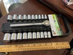 Pittsburgh Sae And Metric Shallow Socket Set 3/8" Drive W/ Ratchet. Fixed Price $17.95.