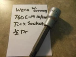 Wera 760 C-m; (10/100) Torx Specialty Socket With 1/2 In Drive W-germany. Fixed Price $16.99.