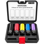 Dakcos 5 Pieces 1/2" Drive Impact Lug Nut Socket Set, 15 17 19 21 22mm Non-ma.... Fixed Price $37.75.