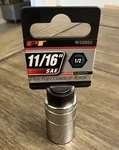Performance Tool W32022 11/16" Chrome Shallow Socket 1/2" Drive 6 Point. Fixed Price $3.29.