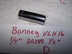 Bonney Tools, 1/4" Drive Chrome Deep Socket, 1/2" Sae, 6 Pt, #vlh16 D. Fixed Price $11.00.