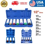 New 1/2" Drive Wheel Protector Impact Socket, Thin Wall Deep Socket Set. Fixed Price $13.89.