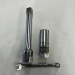 Sk 5" Extension 1/2" Drive 40161, 1/4 Wrench, 5/8 Spark Plug Socket Lot. Fixed Price $8.97.