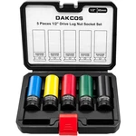 Dakcos 1/2" Drive Impact Lug Nut Socket Set 5pcs 6-point Wheel Protector. Fixed Price $37.99.