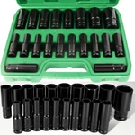 20pcs 1/2inch Impact Sockets Set Drive Metric 8mm-32mm Deep 6-point W/case. Fixed Price $31.99.