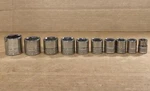 Matco Silver Eagle 10 Pc 3/8" Dr 6pt Sae Sockets (7/16" Bse146-1" Bse326) Used.. Fixed Price $150.00.