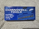 Nib Cornwell Tools Blue Power 13pc. Socket Set, 1/4" Dr. Chrome Metric Cbp1m. Fixed Price $69.99.