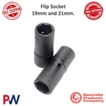 Spc Performance 1/2" Drive Black 19mm & 21mm Flip Socket Universal Fit #79240. Fixed Price $37.26.