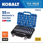 Case Of 4 Sets ; Kobalt 55 Pc Mechanic's Tool Set # 5996332 - New Sealed. Fixed Price $219.99.
