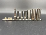 Snap-on Gsfs 3/8" Dr Sae Deep Non Impact Sockets 1/4-13/16 W/rail & Extension. Fixed Price $69.99.
