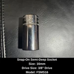 Snap-on 3/8" Drive 16mm 6 Point Semi-deep Socket Fsms16. Fixed Price $19.87.