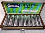 9 Vintage Herbrand 1/2" Drive 12 Point Deep Sockets In Metal Made U.s.a. Fixed Price $54.99.