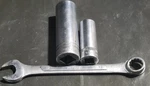 (3) Vintage Wizard Set 12mm Combo Wrench, 1/2 Dr 3/4, 3/8 9/16 Deep Sockets. Fixed Price $10.00.