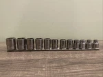 Snap-on Fsm81 To Fsm191 12pc Socket Set Metric Chrome W/ Tray Good Condition. Fixed Price $87.99.