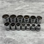 Vintage Snap On 3/8 Drive 13 Piece Metric Shallow 12 Point Socket Set 8-21mm. Fixed Price $150.00.