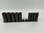 Snap-on Sim360 160 1/2" Drive 6-point Sae Flank Deep Impact Socket 9 Pcs. Fixed Price $116.96.