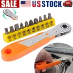 Ratcheting Right Angle Screwdriver Hex Drive 90 Degree Offset + 10pc Bits Set!. Fixed Price $5.58.