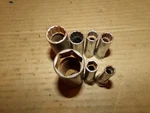 7 Misc. Used Vintage Snap On 1/2" Drive 12 & 6 Point Deep Well Sockets. Fixed Price $29.99.