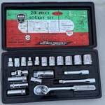 Vintage Duro Chrome 20 Piece Socket Set 3/8 Square Drive No. 60270 Euc. Fixed Price $64.41.