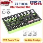 35 Piece Multi-drive Star Socket Set, Torx Set With Eva Foam Tray, Blend. Fixed Price $65.50.