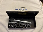 Klein Tools Usa 3/8" Drive 11pc Socket Set W/ Ratchet, Swivel, Metal Box. Fixed Price $43.75.